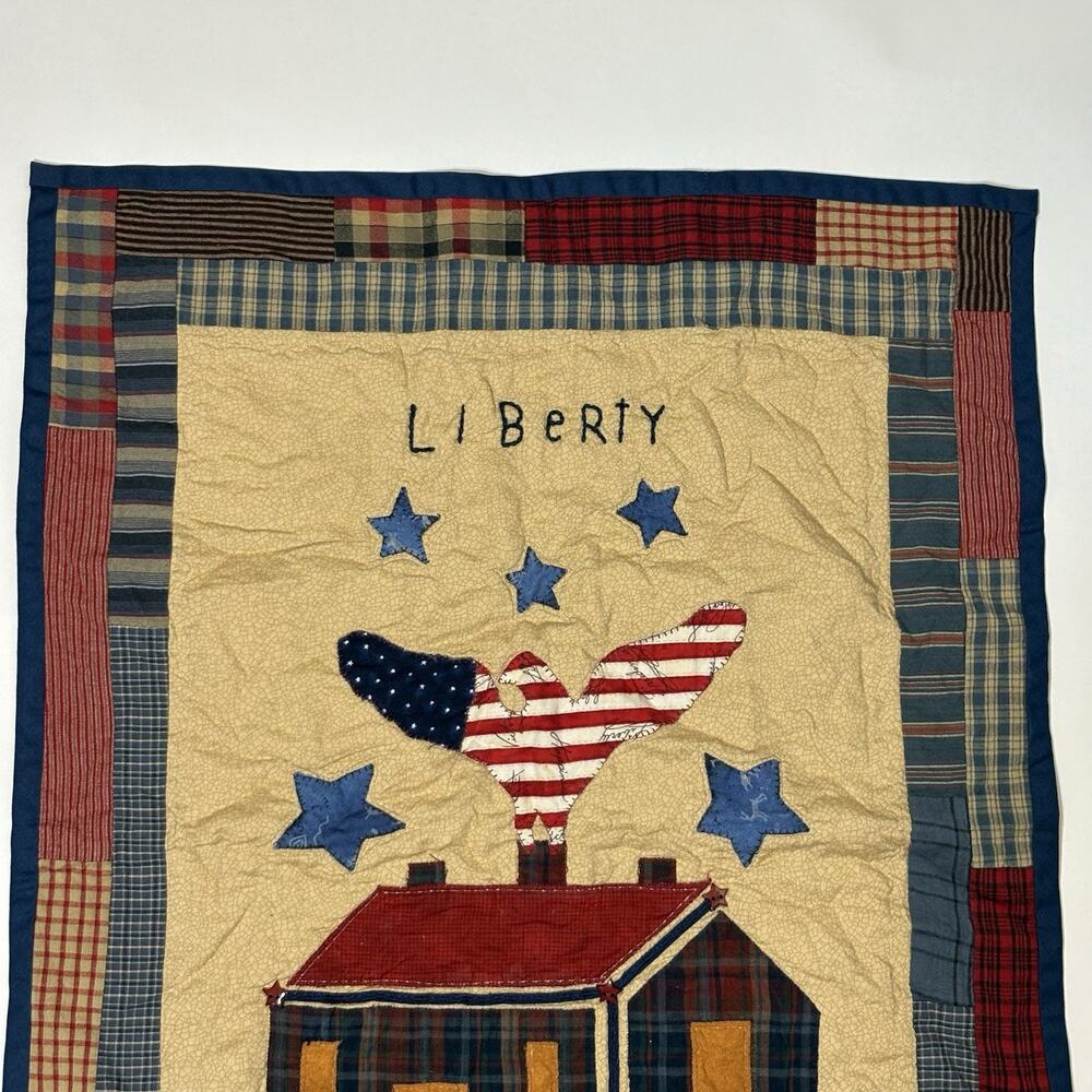 Primitive America Flag Banner USA Quilted Fabric Independence Day Liberty Retro - Picture 6 of 10